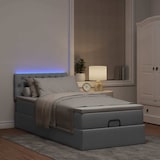 thumbnail of vidaXL Ottoman-Bett mit Matratze & LEDs Hellgrau 90x200 cm Stoff