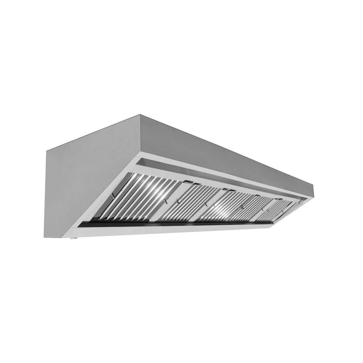 Cappa in acciaio inox 150x70x45h cm a parete snack senza motore VS