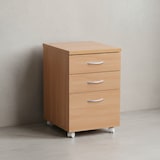 thumbnail of Moderner Büro Rollcontainer in Buche, 60 cm, mit 3 Schubladen, elegante Aluminiumgriffe, praktische Rollen für leichte Beweglichkeit | Kadima Design