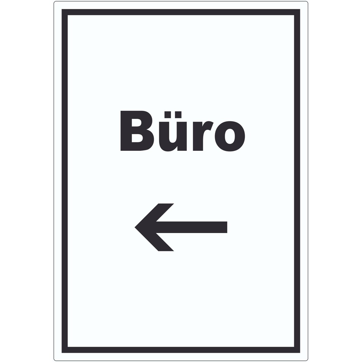 Büro Aufkleber mit Text und Richtungspfeil links Office Bureau hochkant A9 (37x52mm)