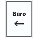 thumbnail of Büro Aufkleber mit Text und Richtungspfeil links Office Bureau hochkant A9 (37x52mm)