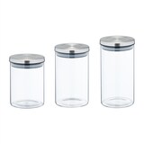 thumbnail of Relaxdays Vorratsgläser mit Edelstahldeckel, 6er Set, Vorratsdosen aus Glas, 3 Größen, luftdicht, transparent/silber
