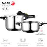 thumbnail of FAGOR - Superschnellkochtopf Rapid 4+6 L Inox 18/10 Fagor 4L Ø22X12Cm 6L Ø22X17Cm
