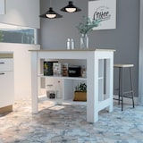 thumbnail of TUHOME Isla de cocina Cala, tres estantes y cuatro patas - Blanco / Duna