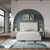 thumbnail of Französisches Doppelbett mit gepolsterter Basis 140x200, weißes Kunstleder Agueda