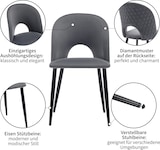 thumbnail of Essgruppe 5-teilig Esstisch mit 4 Stühlen 140x75x80 cm Grau Samt, Tischplatte in Marmor Optik aus MDF, Metallgestell