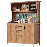 thumbnail of Merax Gartenschrank, Outdoor Küchenschrank, Tannenholz, Werkzeugschrank mit 3 Schubladen, 3 Fächern & Metall-Lochwand, Naturholzfarbe