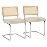 thumbnail of Lot de 2 chaises en acier et velours beige
