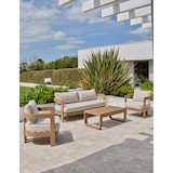 thumbnail of Salon bas de jardin 5 pl en aluminium imitation bois, coussins écrus - DAVAO