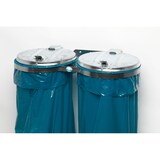 thumbnail of PROREGAL Robuster Doppel-Abfallsammler mit Metall-Deckel | Wandhalterung | 2x 120 Liter, BxT 80x53cm | Stahl | Verzinkt-Verzinkt | Mülleimer