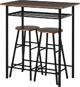 thumbnail of Bartisch Set 3 teilig 80x50x90 cm mit 2 Barhockern und Ablagefach Industrie Design Schwarz Metall MDF platzsparend