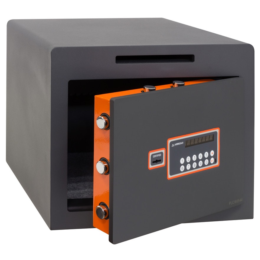 ARREGUI Plus C 180050-SL Caja fuerte con llave y codigo, con ranura, Caja de doble seguridad apertura certificada de llave y teclado, 35x42x36 cm, 42L