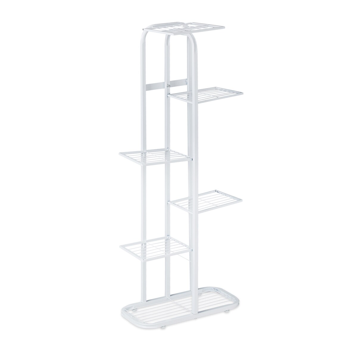 Relaxdays Blumentreppe Metall, 6-stufige Blumenetagere, außen & innen, HBT 107 x 44 x 24 cm, Pflanzenregal, weiß