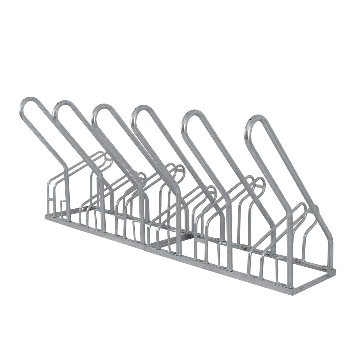 Fahrradständer für 6 Fahrräder 210x40x85 cm Stahl feuerverzinkt 2x3 höhenversetzt mit Anlehnbügel