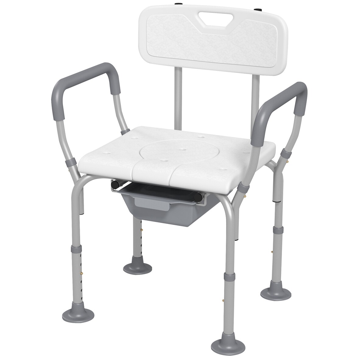 HOMCOM Sedia da Doccia 3 in 1 Altezza Regolabile e Piedini Antiscivolo