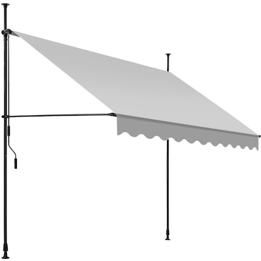 tectake Toldo dobrável para varanda com manivela, altura regulável - 250 x 180 cm cinzento claro