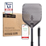 thumbnail of PizzaLover Pizzaschieber - Perforierte harteloxierte Schaufel Aluminium mit rutschfester Griff – 30x70 cm – Ideal für Pizzaofen, Grill, Pizzastein -