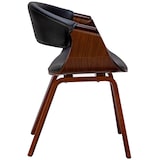 thumbnail of Décoshop26 - Set van 2 retro design eetkamerstoelen met walnootkleurig houten frame en zwarte PVC zitting 10_0001539