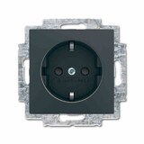 thumbnail of Busch-balance SI Steckdose, 1f, schwarz, glänzend, Unterputz, mit erhöhtem Berührungsschutz, horizontal/vertikal, IP20, Zentralplatte