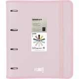 thumbnail of Pasta rosa claro de 4 argolas PP A4 com recarga, separadores, envelope reutilizável, autocolantes e folhas de planificação "LIKE3".
