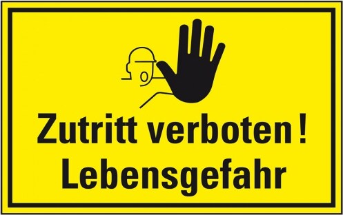 Aufkleber I Hinweisschild Zutritt verboten! Lebensgefahr, Folie, selbstklebend, 300x200mm