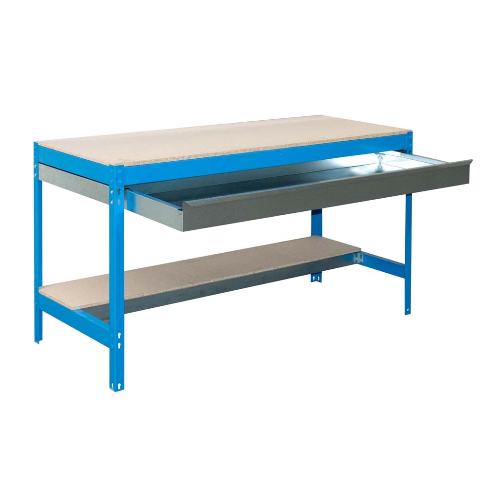 PROREGAL Werkbank BUFFALO mit Schubfach | HxBxT 84x90x61cm | Traglast 400kg | Blau