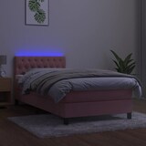 thumbnail of vidaXL Boxspringbett mit Matratze & LED Rosa 90x190 cm Samt