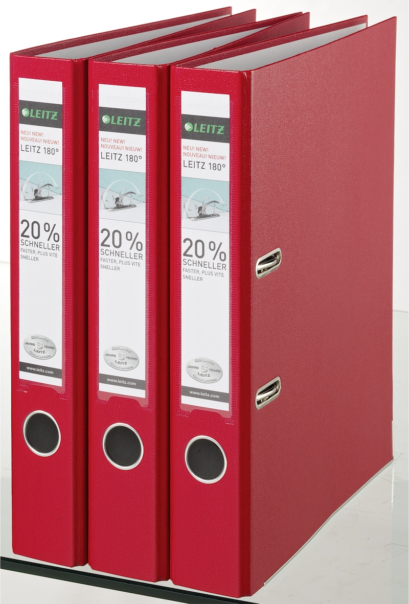 Leitz 180° Ordner 1015, PP, 50mm, A4, rood, set van 3 | Makro