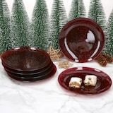 thumbnail of 6x Suez Kuchenteller Ø21,2cm Glas Rot Goldglitzer Dessertteller Weihnachten
