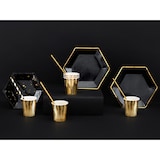 thumbnail of 6 kleine Teller schwarz mit Muster gold