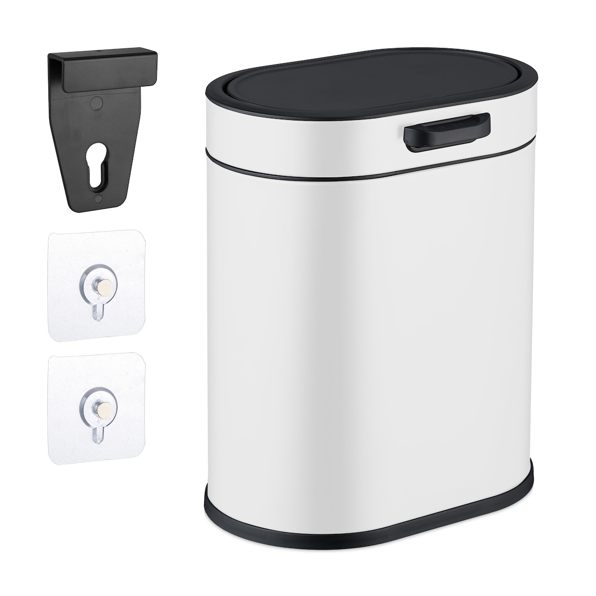 Relaxdays Mülleimer Wandmontage, 5 Liter, Einhängen oder Kleben, Inneneimer, Küchenabfalleimer, Badmülleimer, weiß