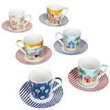 thumbnail of Atmosphere 6er Set Espressotassen 80ml mit Untertassen Stranddekor Sommer