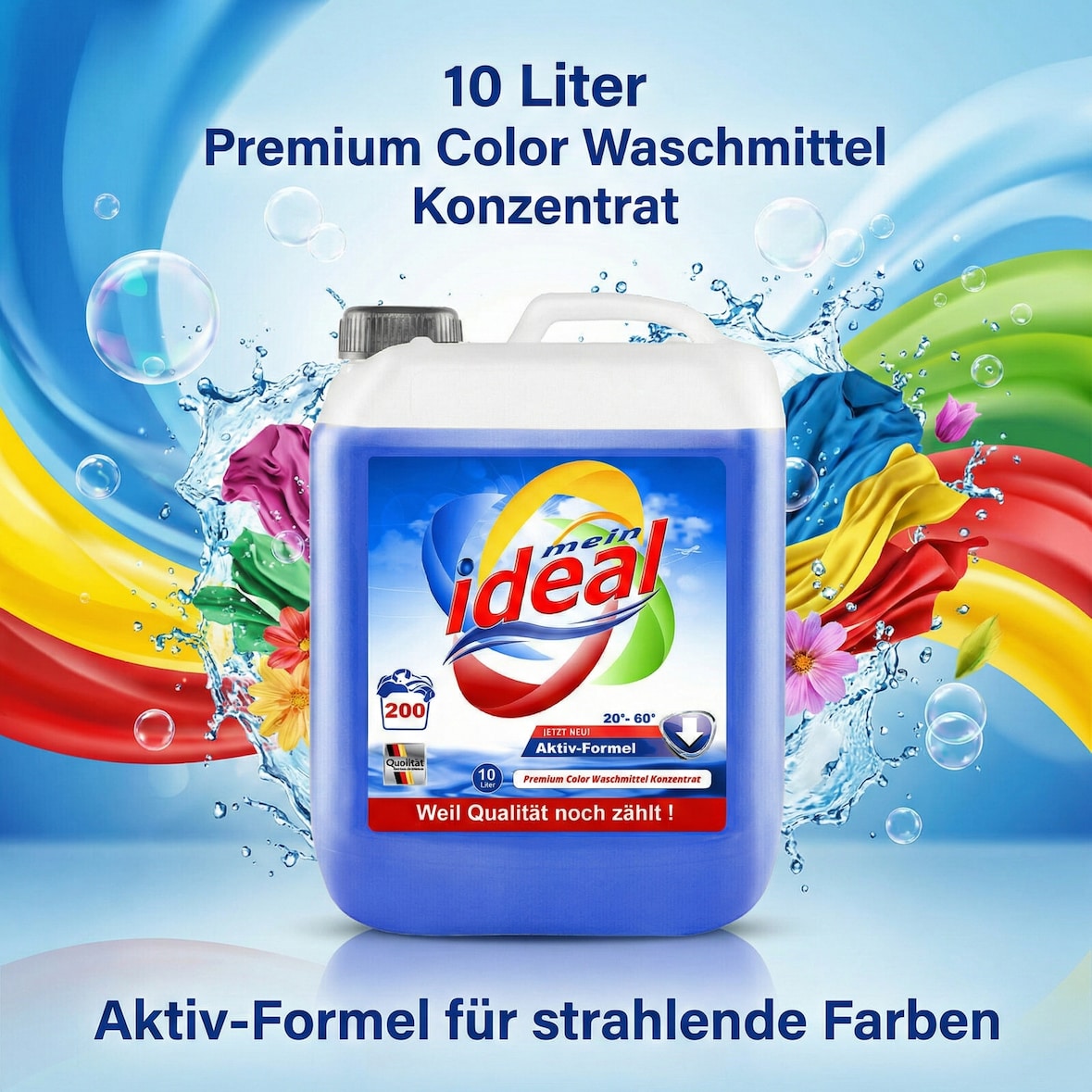 10 Liter ( 1 x 10 Liter )  ideal Flüssigwaschmittel Color Gel Konzentrat mit Aktiv-Formel