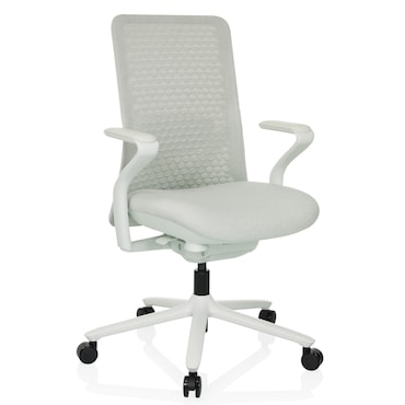 Sedia da ufficio / Sedia girevole VERVIO Schienale 3D in tessuto a rete / Seduta in tessuto bianco hjh OFFICE