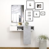 thumbnail of Mobile Danzica Mobiletto da Ingresso Mensola Sospesa con Specchio E Ripiani Scorrevole Arredo Arredamento Sala 100 x 31.5 x 75 cm Bianco e Cemento