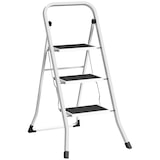 thumbnail of HOMCOM escalera plegable de 3 peldaños escalera de tijera carga hasta 150 kg con pedal antideslizante fácil de guardar y transportar blanco