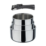thumbnail of BERGNER Click&Cook - Set de 3 Cazos Ø16Ø18Ø20cm sin revestimientos con Mango desmontable en acero inoxidable