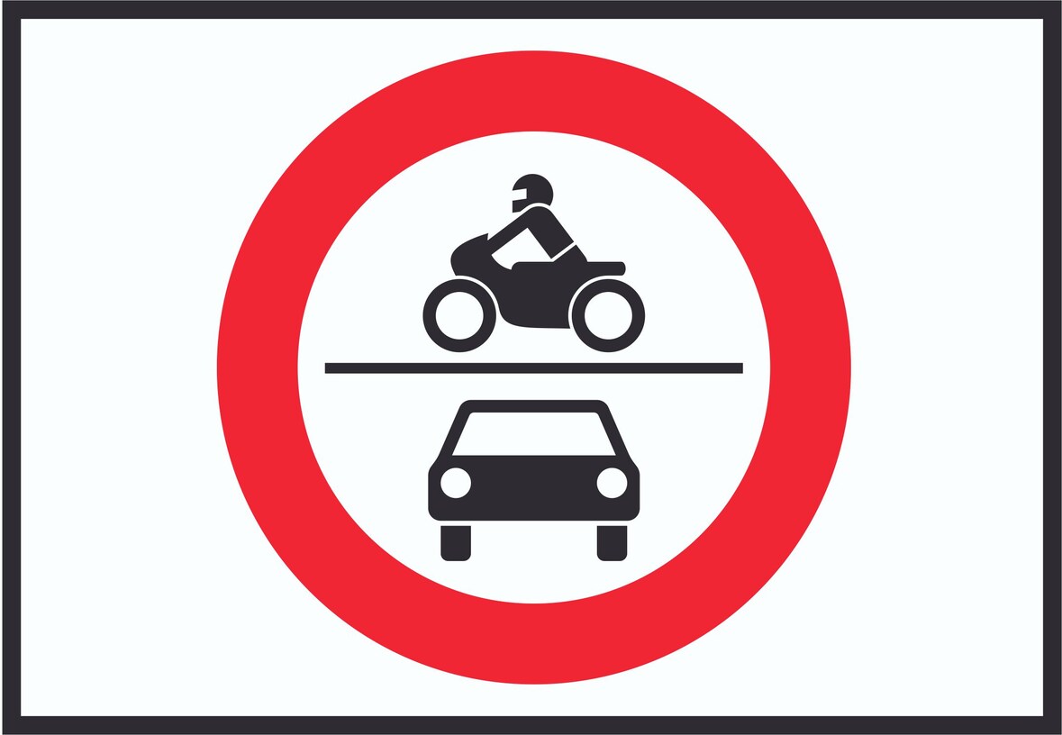 Durchfahrt verboten PKW und Krad Symbol Schild A1 Rückseite selbstklebend