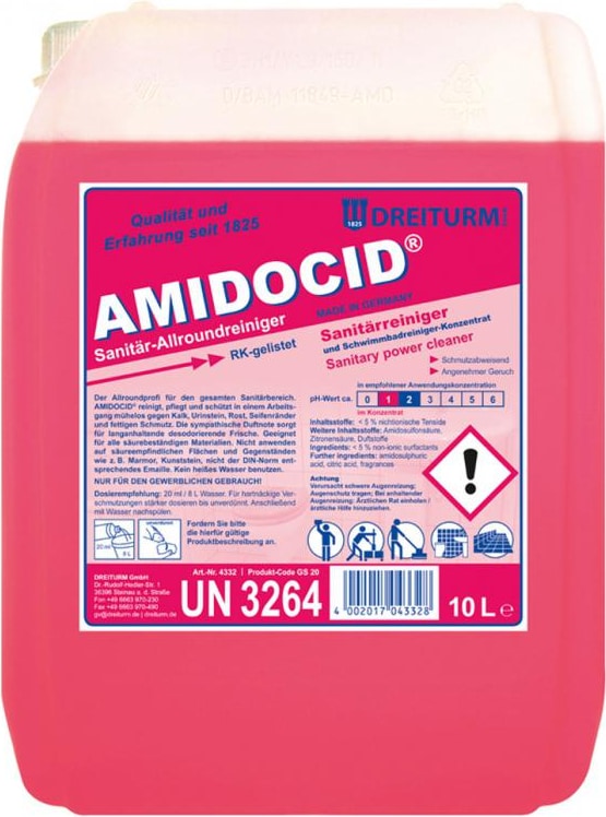 Dreiturm AMIDOCID Konzentrat Sanitär- u. Schwimmbadkraftreiniger 10 l Kanister
