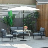 thumbnail of Mesa de Jardín de Metal Plegable Mesa de Camping Rectangular de Vidrio Templado con Agujero para Sombrilla para Picnic Terraza Balcón 110x70x70 cm
