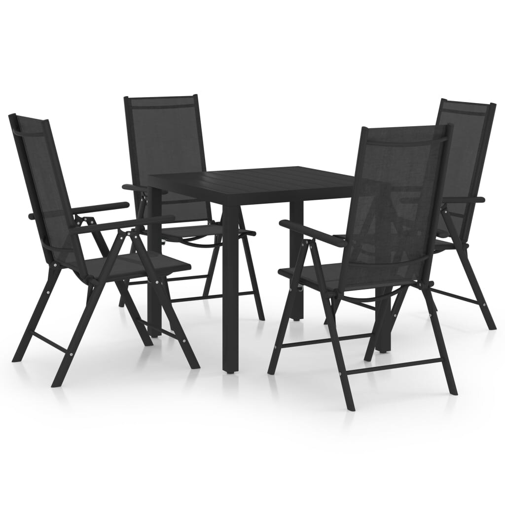 Helloshop26 - 5-teiliges schwarzes Aluminium-Gartenmöbelset
