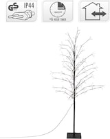 Ein beleuchteter Baum mit einem Timer.