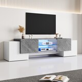 thumbnail of TV-Schrank 180x40x46 mit Bluetooth-LED, Weiß und Grau, für 60-70 Zoll Fernseher, 4 Schränke, MDF, verstellbare Trennwand