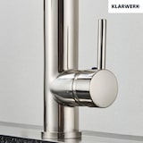 thumbnail of KLARWERK® Ben | Große Gastronomie Küchenarmatur Silber gebürstet 2 Brausen | Profi Edelstahl Wasserhahn Küche 2 Anschlüsse|Doppelspülbecken Restaurant