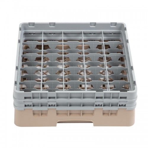 Cambro Glazenwaskorf beige met 25 vakken max. glashoogte 13,3cm. Deze glazenwaskorf biedt
