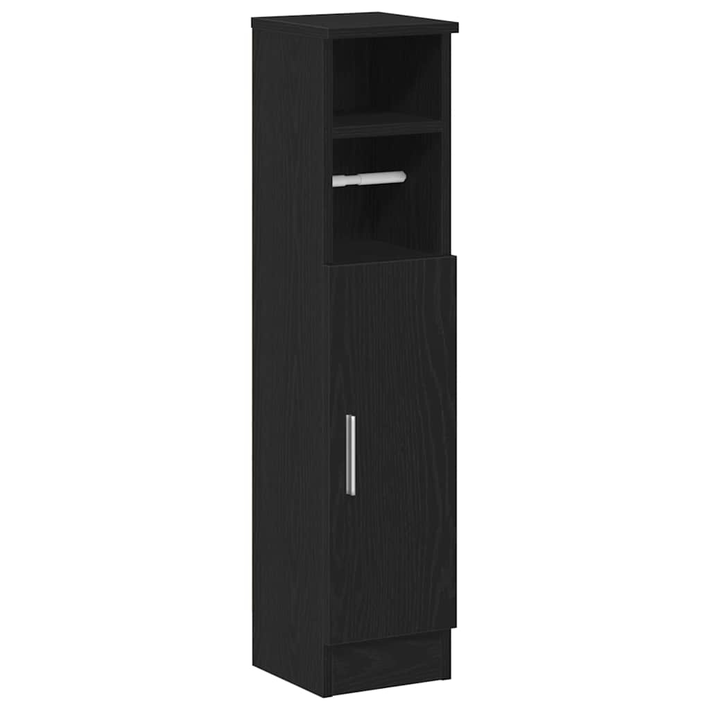 vidaXL Badezimmerschrank mit Rollenhalter Schwarz 20,5x22x90 cm