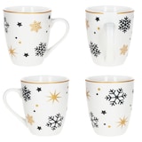 thumbnail of 6x Stars schwarz gold Kaffeebecher 300ml Steingut-Tassen 6 Pers. Weihnachten