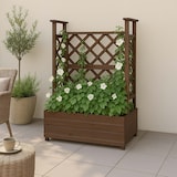 thumbnail of Canteiro elevado HWC-P67, plantador/caixa de flores plantador treliça treliça treliça madeira FSC® 114x85x44cm ~ castanho
