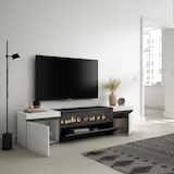 thumbnail of Wohnzimmer-TV-Schrank, Viel Stauraum, 200x35x45cm, Für TV-Geräte bis 80“, Hängend, Moderner Stil, Weiß und Schwarz _ 49_21