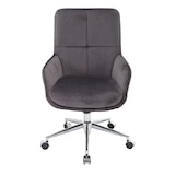 thumbnail of Cadeira de escritório HWC-J64, cadeira giratória, cadeira de secretária, apoio de braço regulável em altura veludo MVG ~ cinzento escuro
